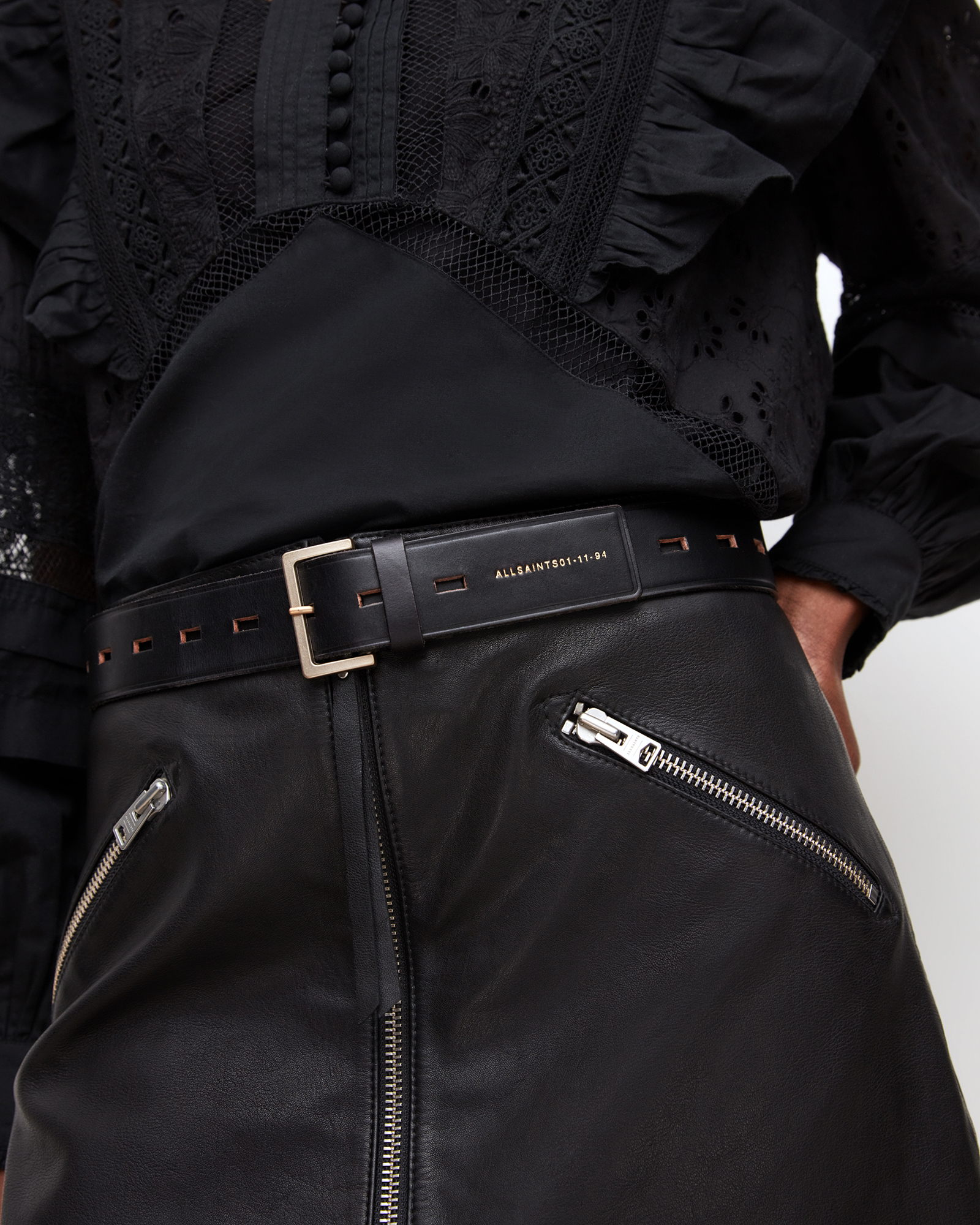 Tessa Leather Belt Black | ALLSAINTS US