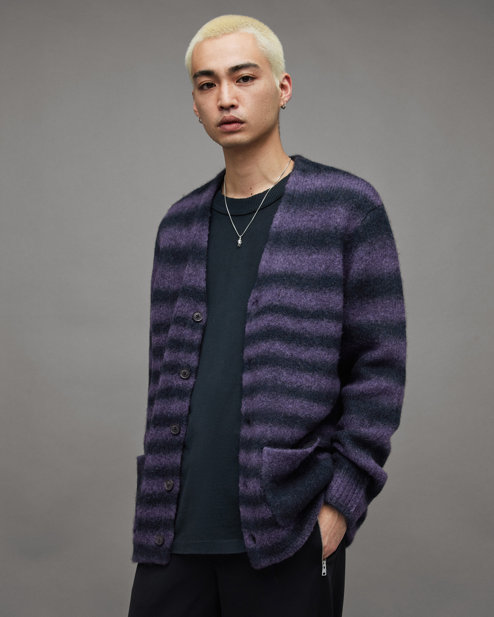 Volt Space Dyed Relaxed Fit Cardigan INK NAVY | ALLSAINTS US