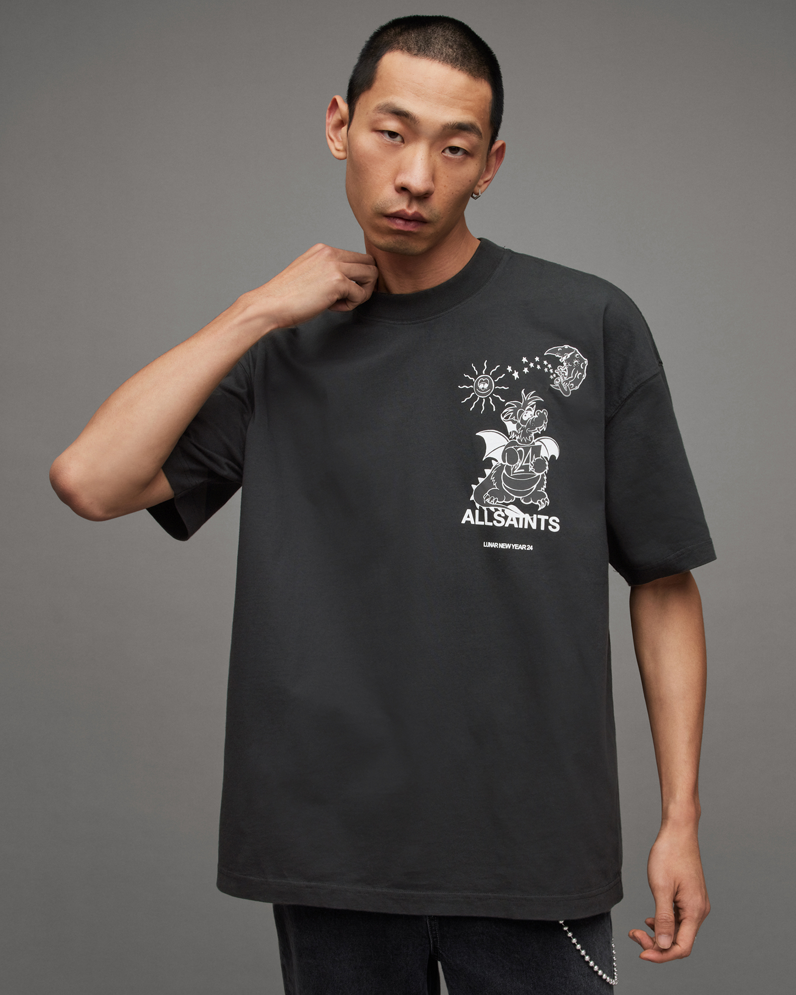 Serenade Graphic Print Crew Neck T-Shirt Jet Black | ALLSAINTS US