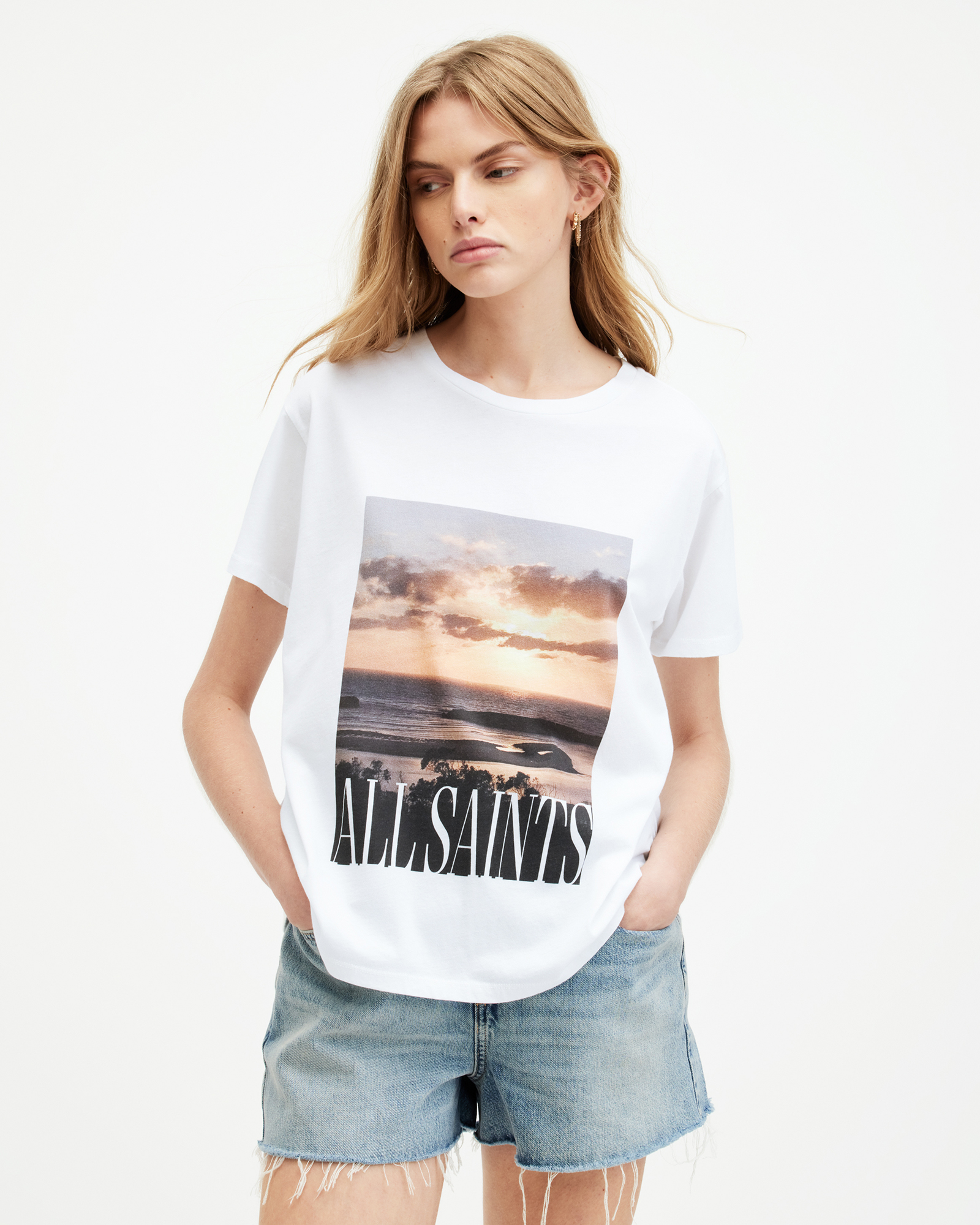 Shop Allsaints Lydia Grace Logo Relaxed Fit T-shirt In White