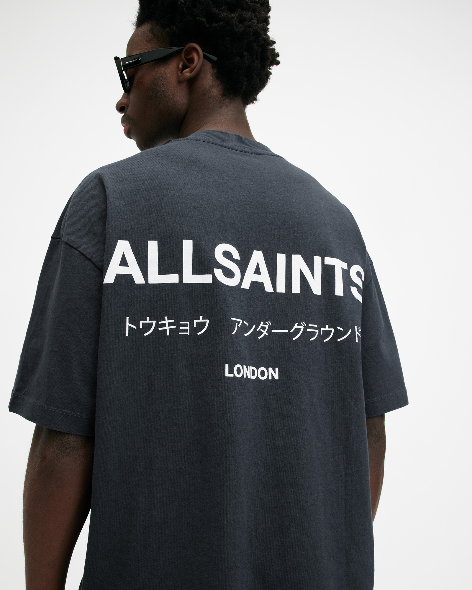 AllSaints Underground Oversized Crew Neck T-Shirt,, UNIVERSE BLUE