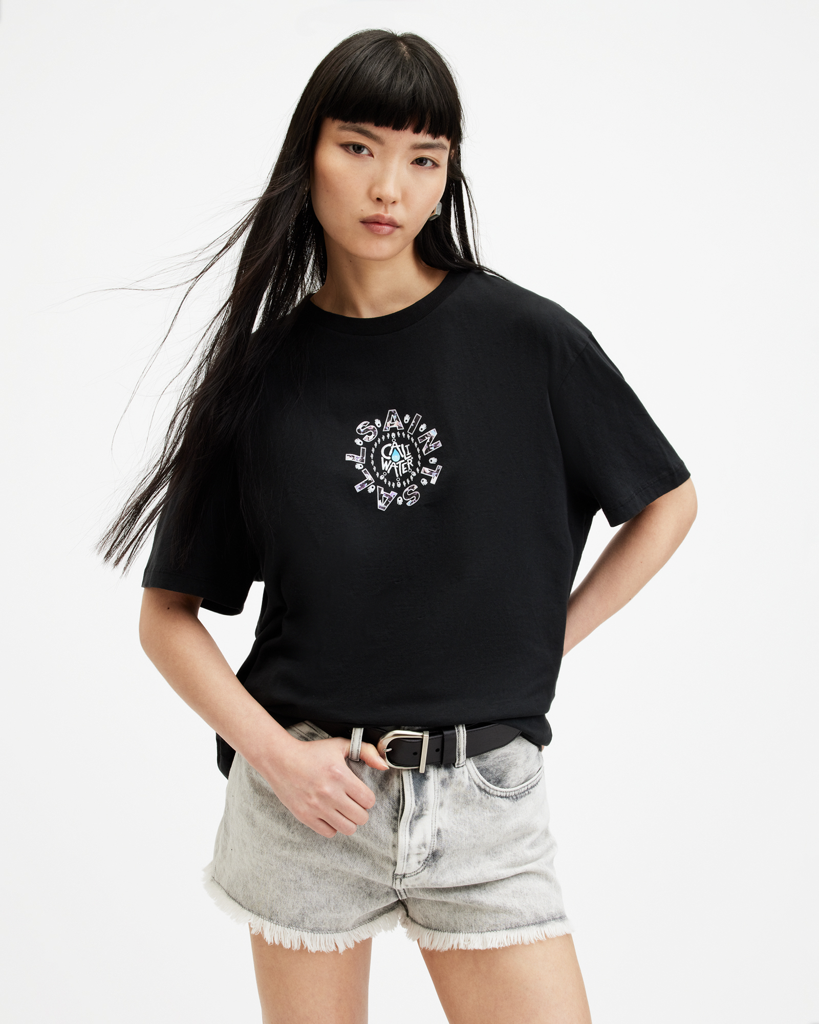 Shop Allsaints Caliwater Relaxed Fit T-shirt In Black