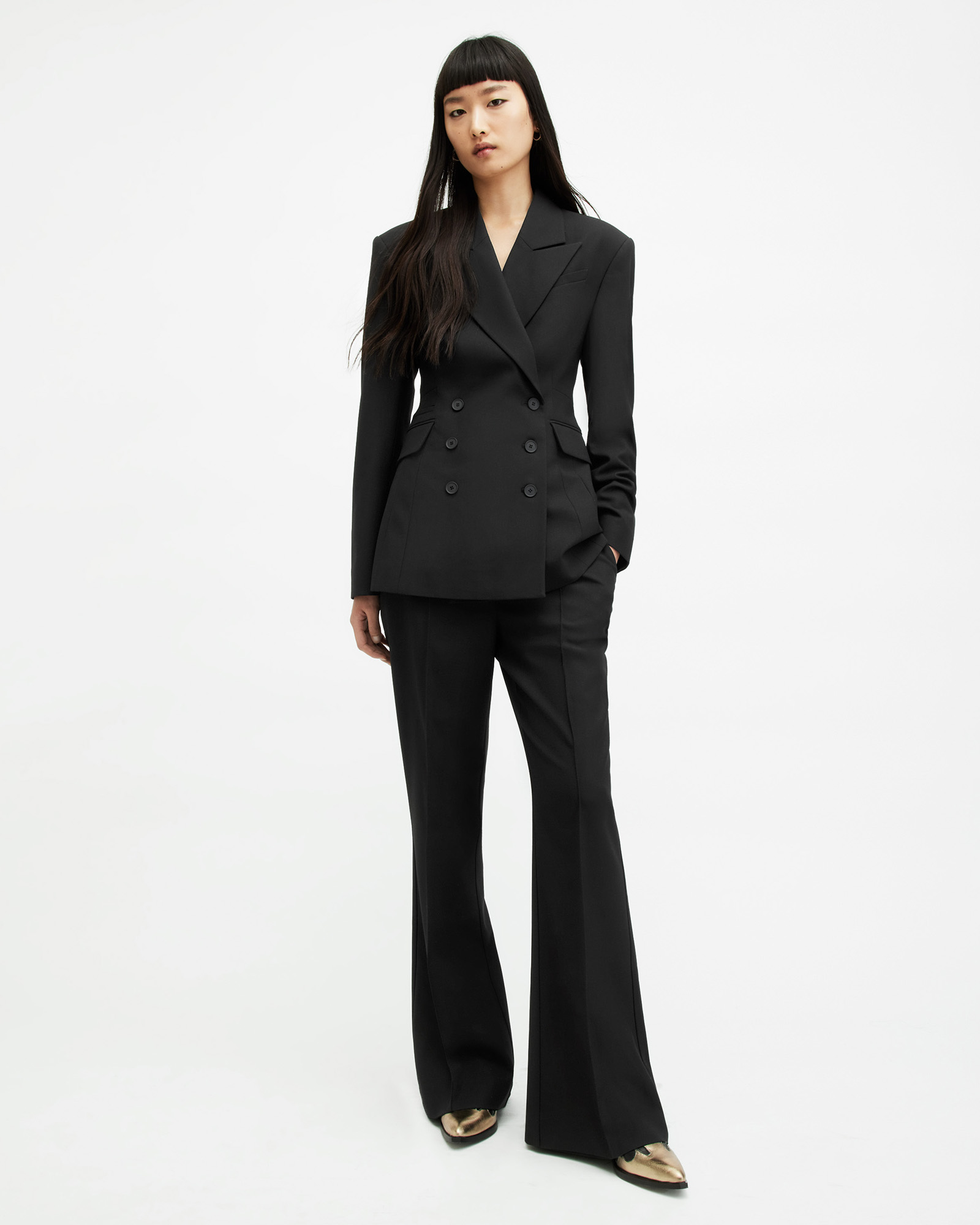 Allsaints Sevenh Creased Trousers In Black