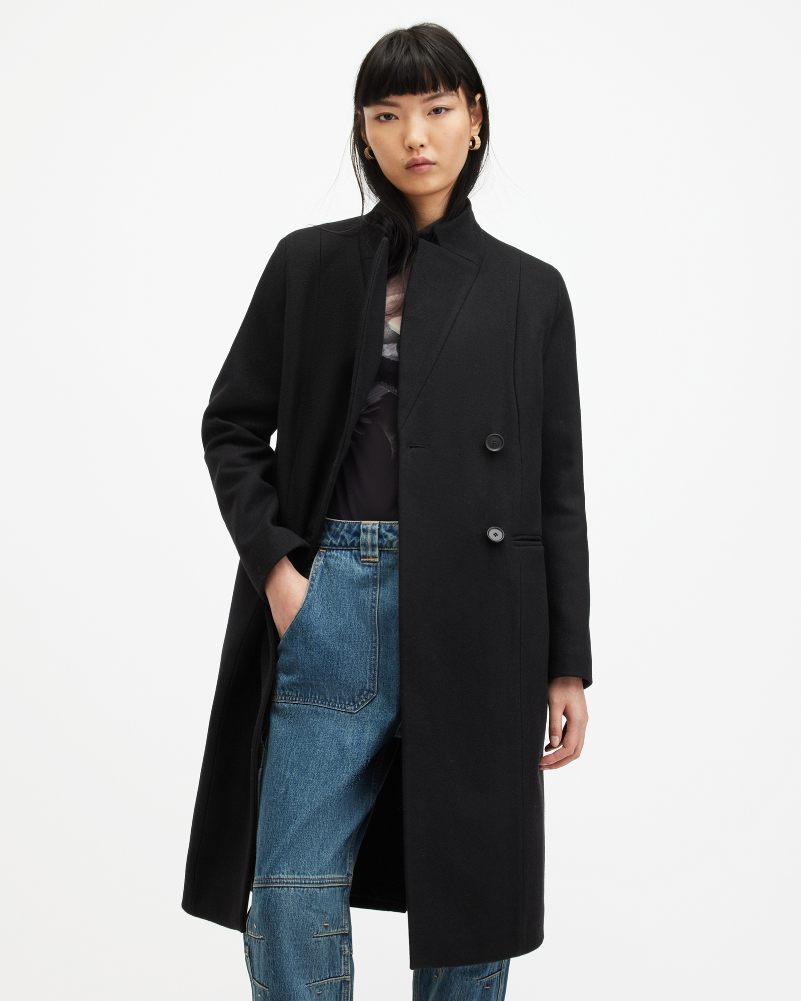 Sidney Wool Cashmere Blend Tailored Coat Black | ALLSAINTS US