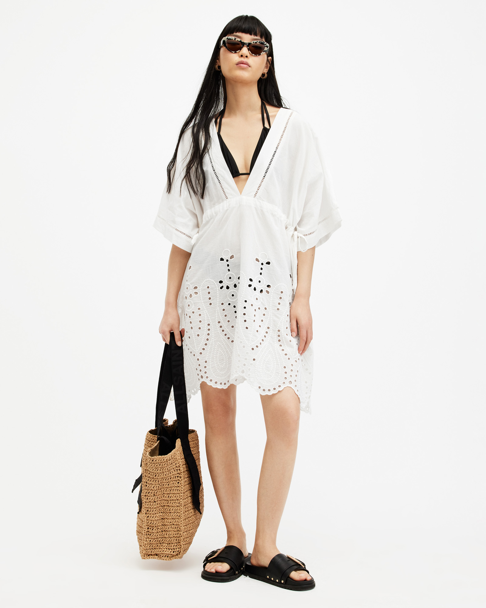 Shop Allsaints Avalon Broderie Cover Up Dress In Chalk White