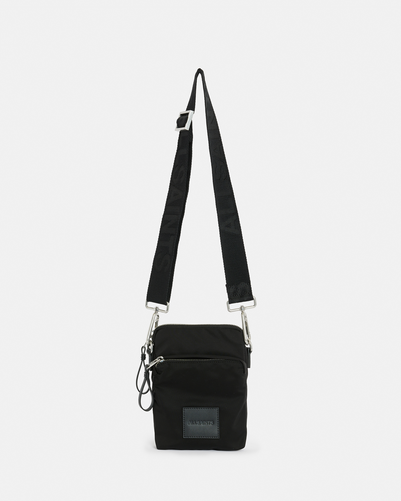 Allsaints Falcon Recycled Logo Patch Pouch Bag In Black