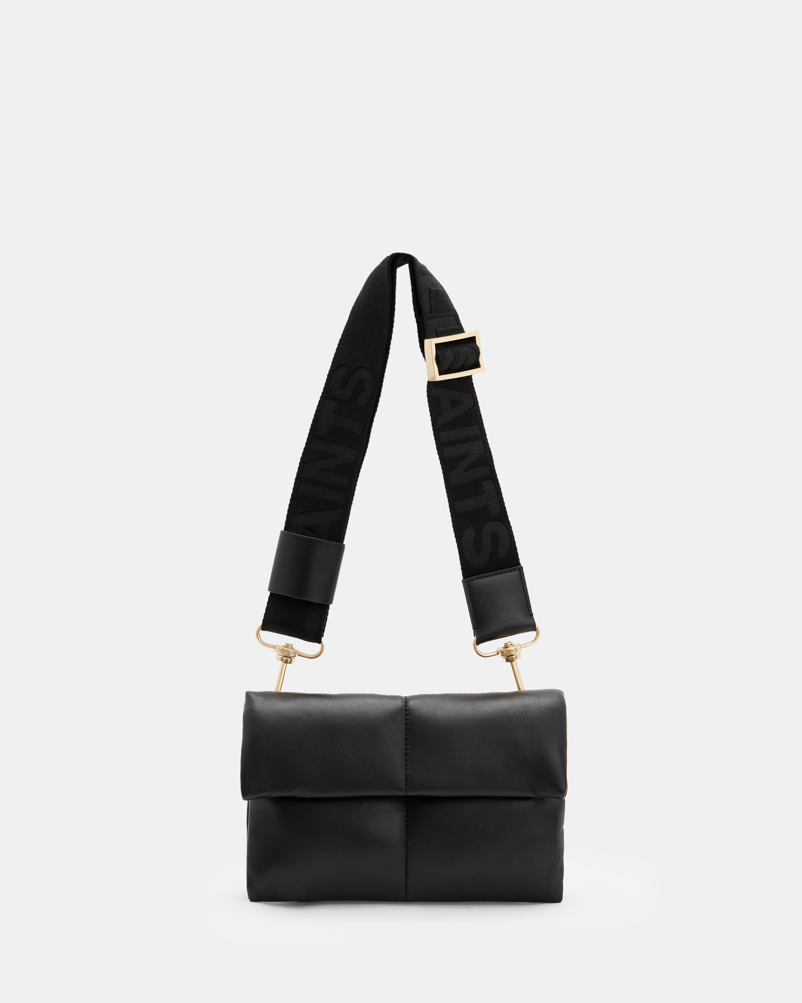 Ezra Leather Quilted Crossbody Bag Black | ALLSAINTS US