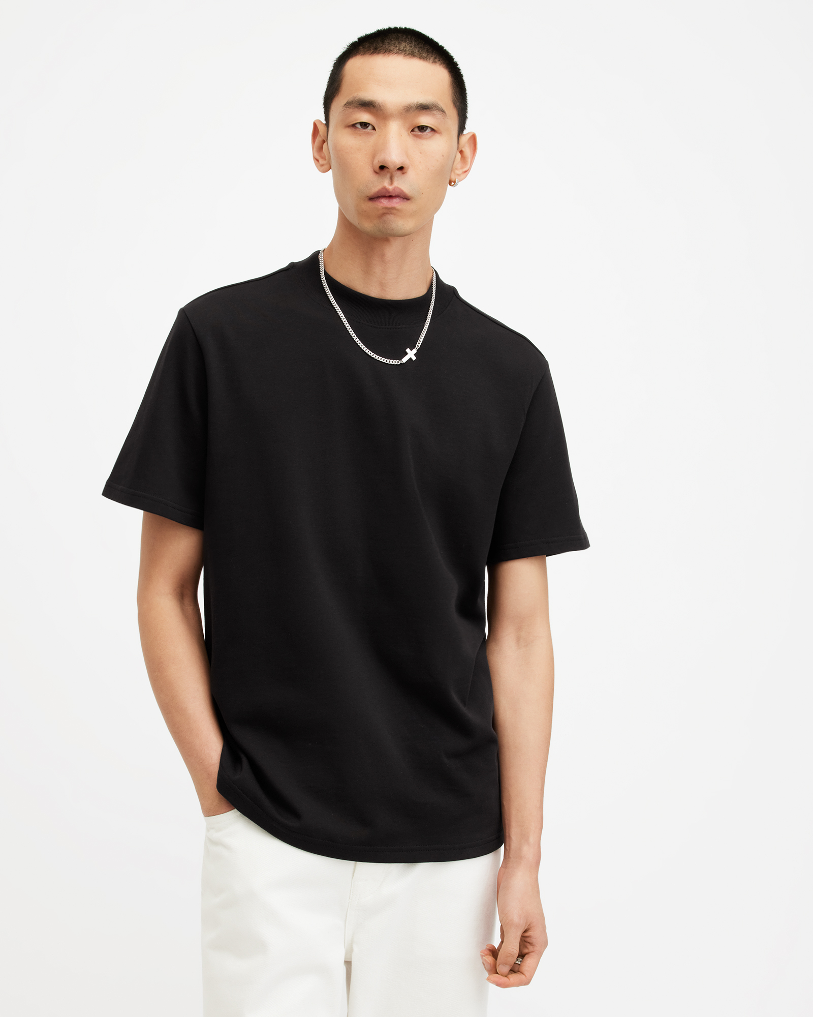 Shop Allsaints Nero Heavyweight Relaxed Fit T-shirt In Jet Black