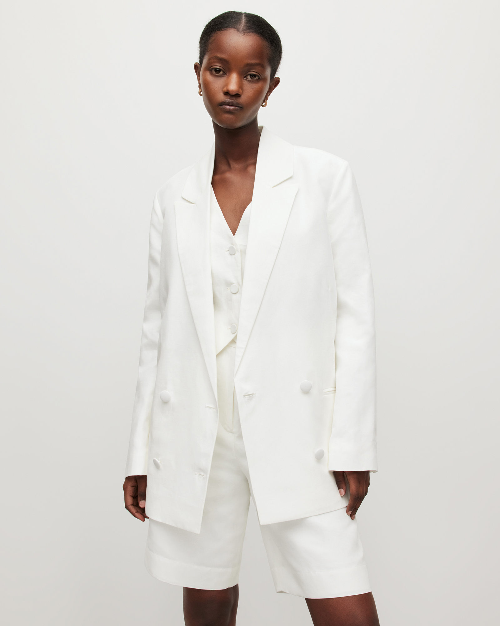 Petra Linen Blend Blazer Off White | ALLSAINTS US
