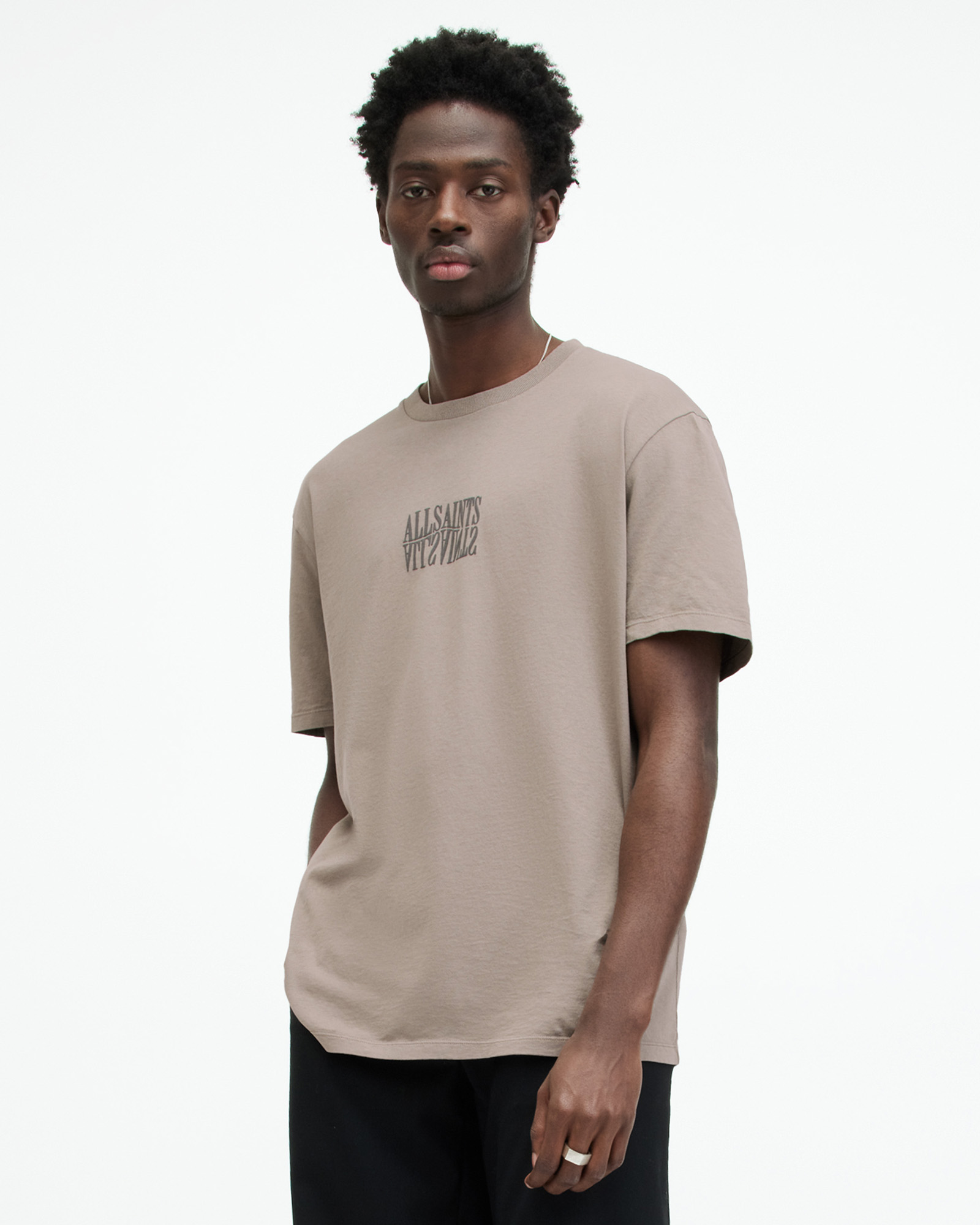 Varden Relaxed Fit Warped Logo T-Shirt ALLSAINTS TAUPE CHESTNUT US 