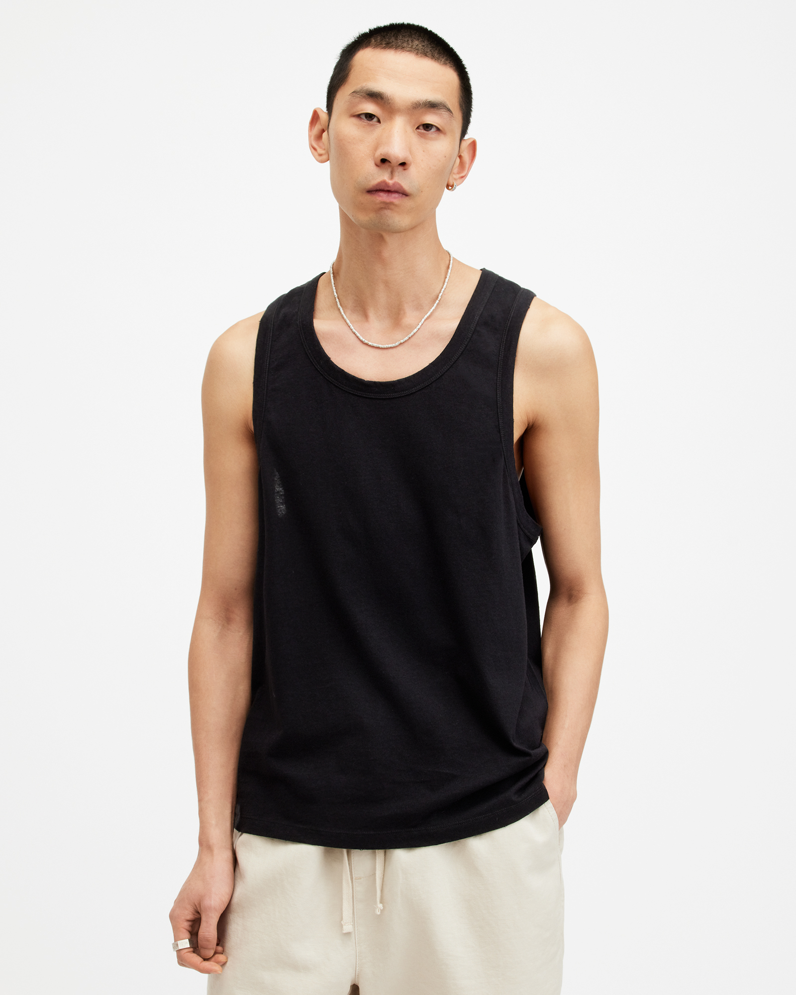 Allsaints Kendrick Relaxed Fit Tank Top In Jet Black