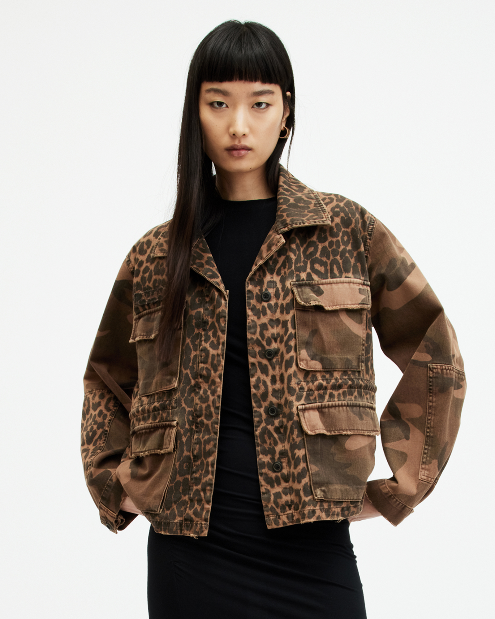 Shop Allsaints Finch Leopard Camouflage Print Jacket In Animal Brown