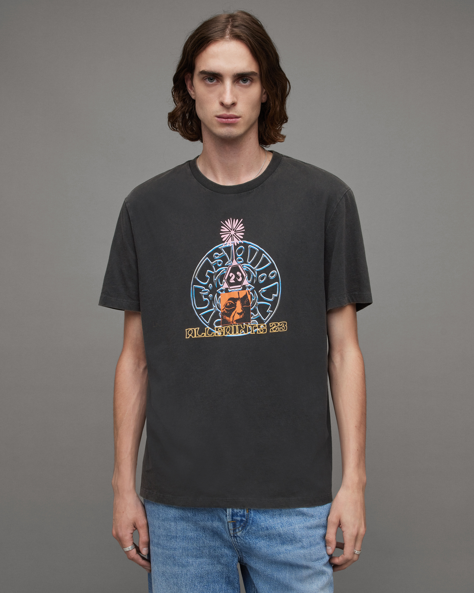 Dimension Graphic Print Relaxed T-Shirt Washed Black | ALLSAINTS US