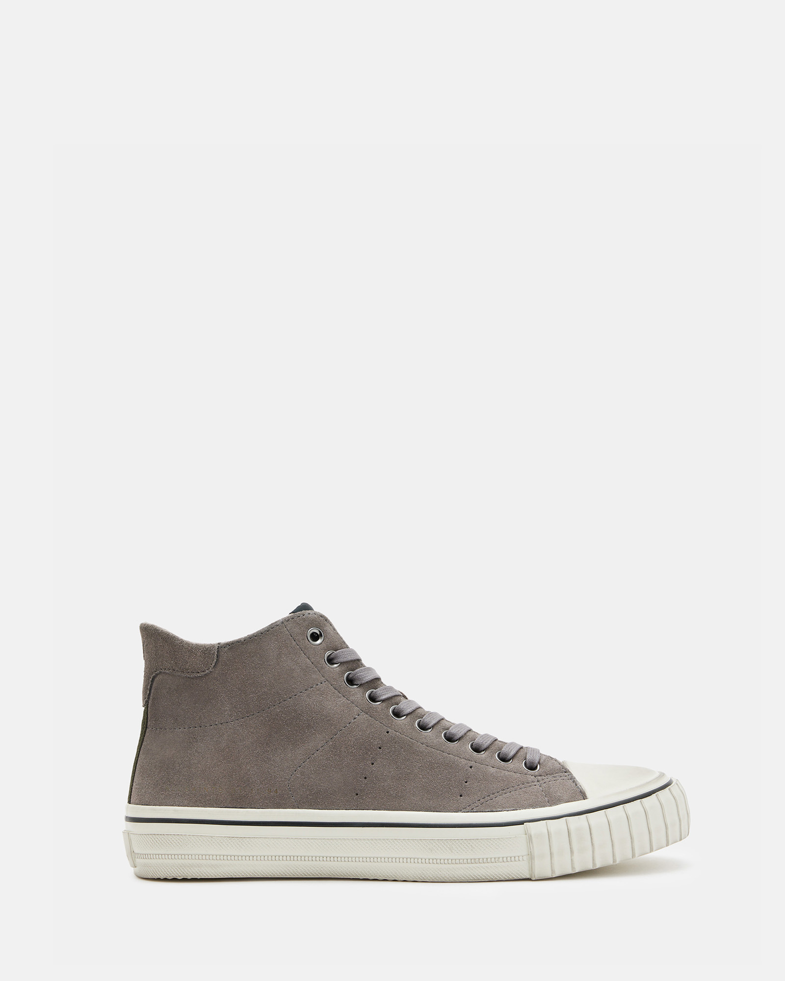 Allsaints Lewis Lace Up Leather High Top Sneakers In Gray