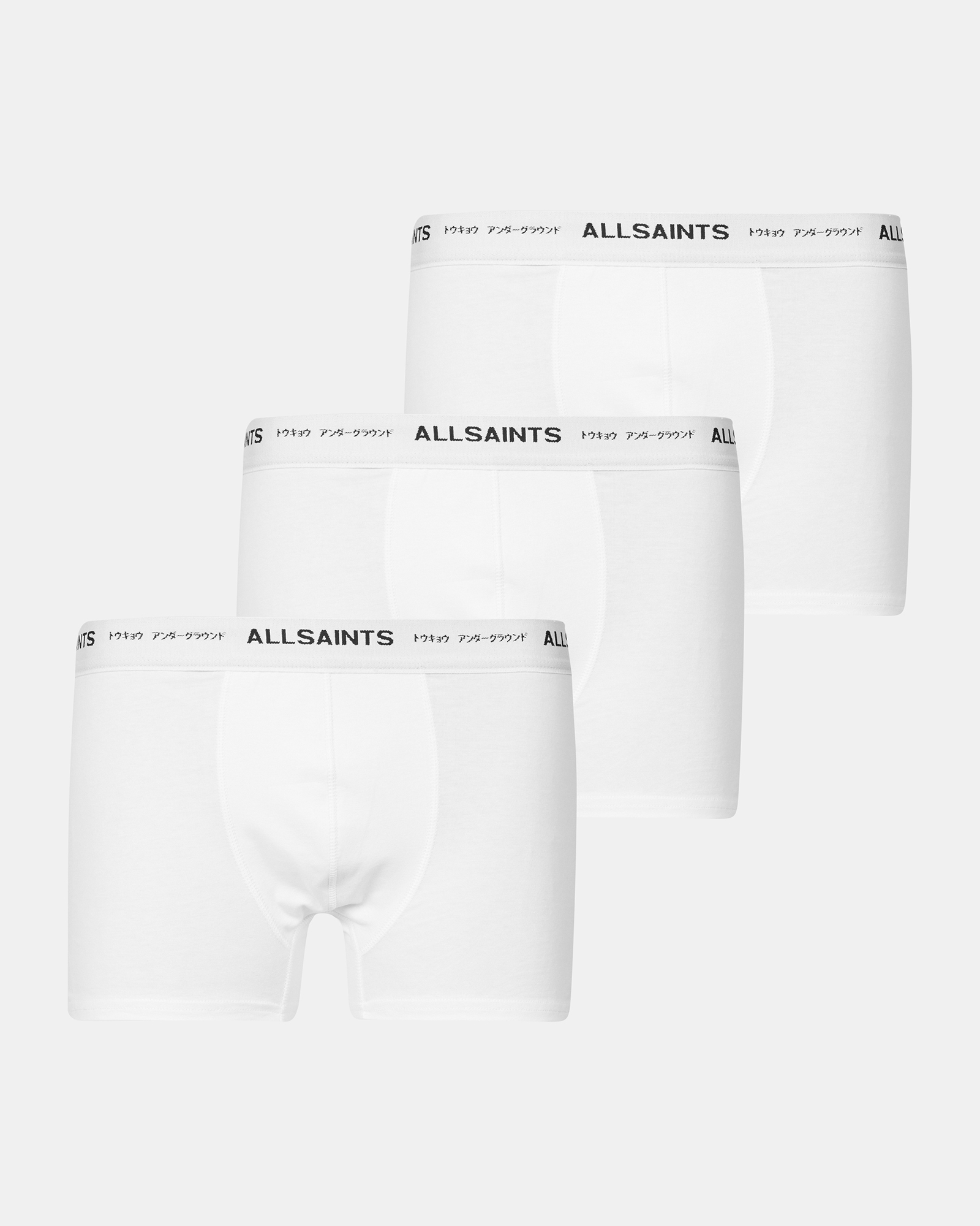 Shop Allsaints Underground Logo Boxers 3 Pack In White/white/white