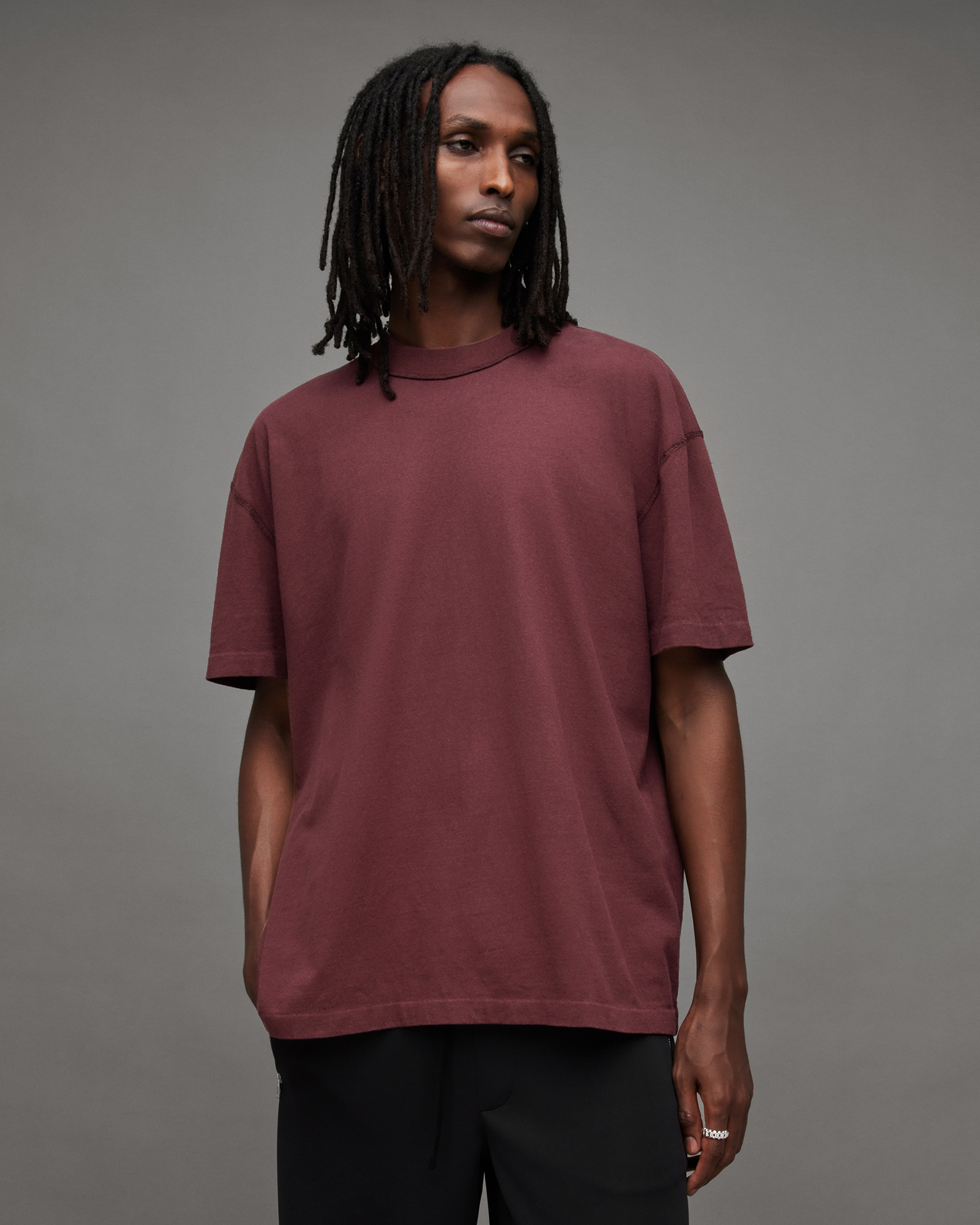 Allsaints Isac Oversized Crew Neck T-shirt In Mars Red