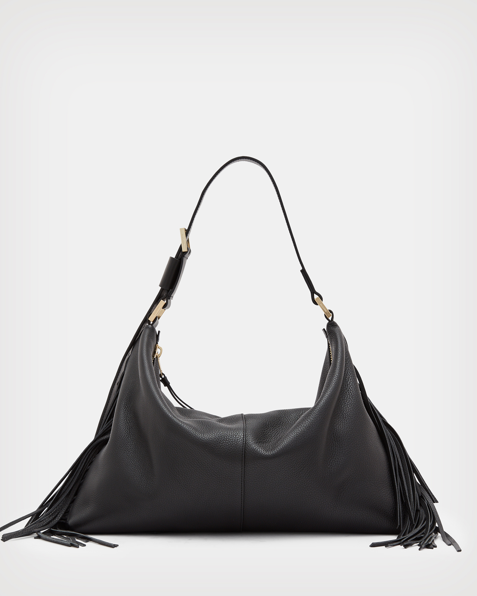 AllSaints Edbury Stud Medium Leather Shoulder Bag - Black/Brass
