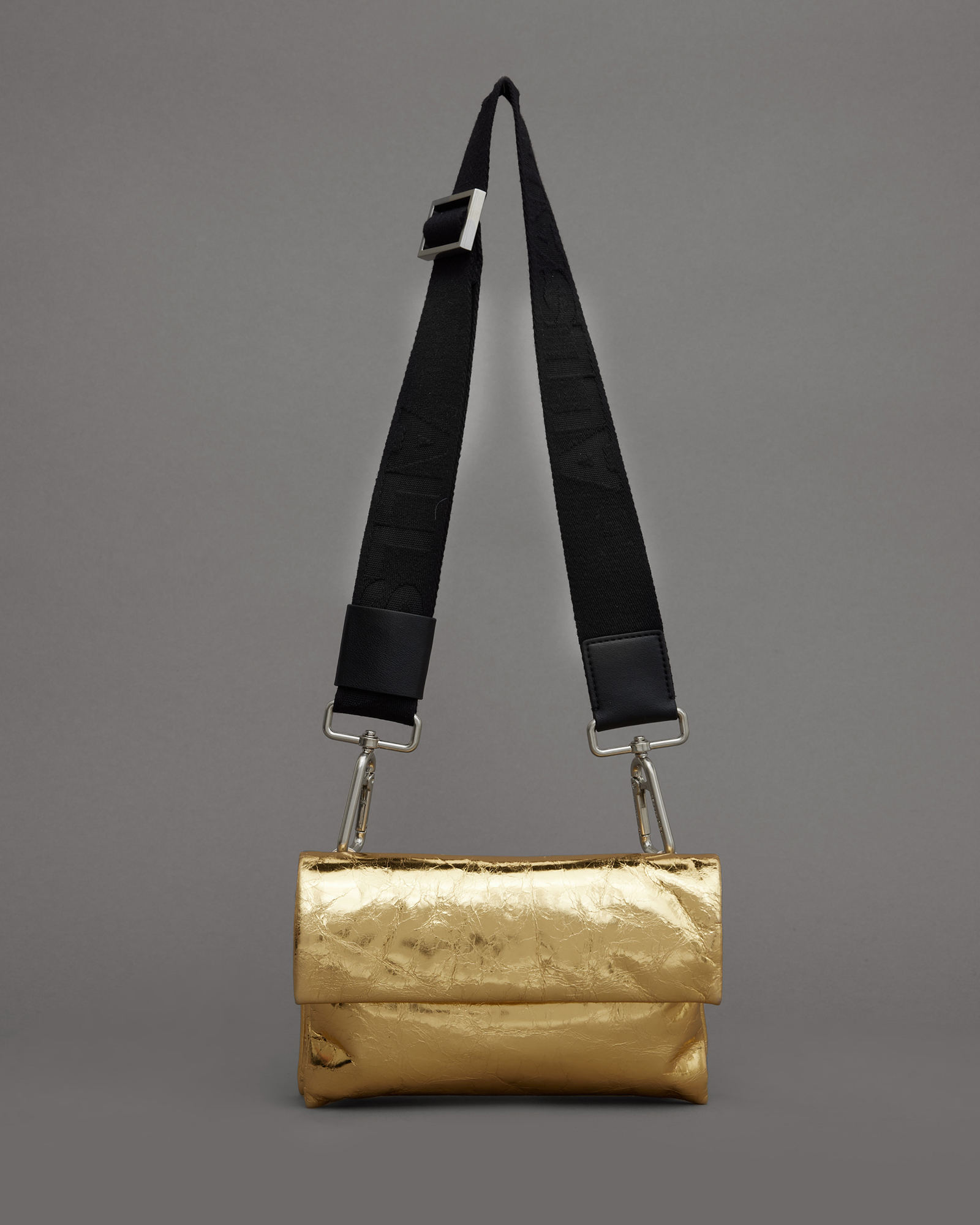 Ezra Metallic Leather Crossbody Bag Gold | ALLSAINTS US