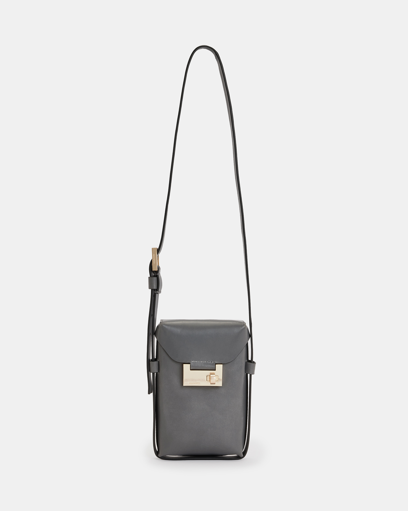 Salome Leather Crossbody Bag Slate Grey | ALLSAINTS US