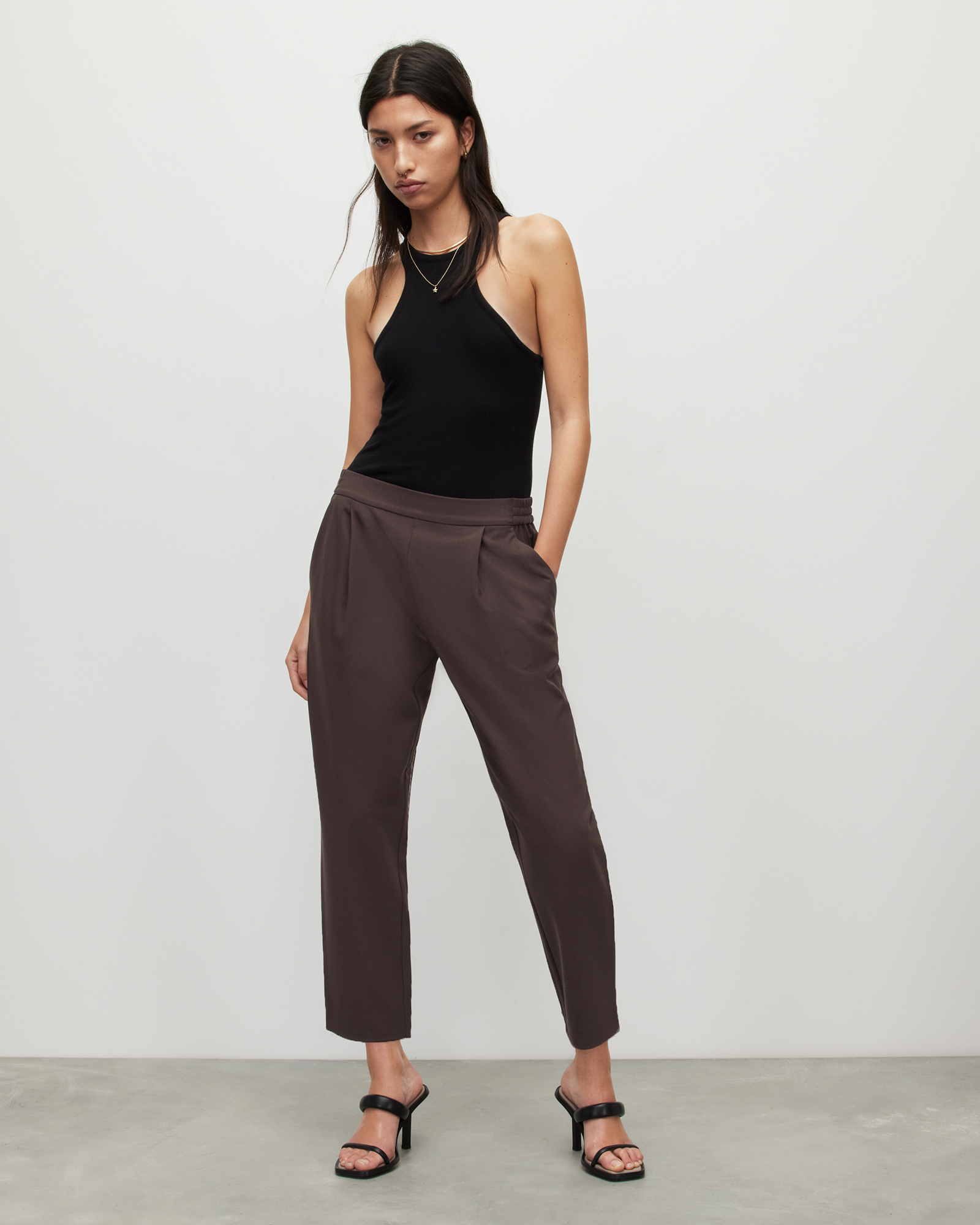 Aleida Mid-Rise Tapered Leg Tri Pants CACAO BROWN | ALLSAINTS US