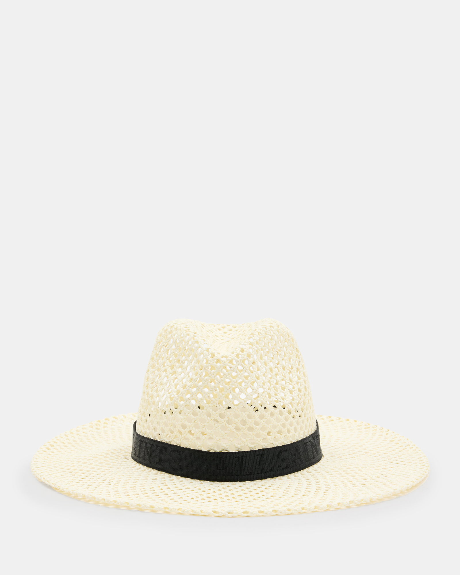 Shop Allsaints Suvi Straw Fedora Hat In Ecru White