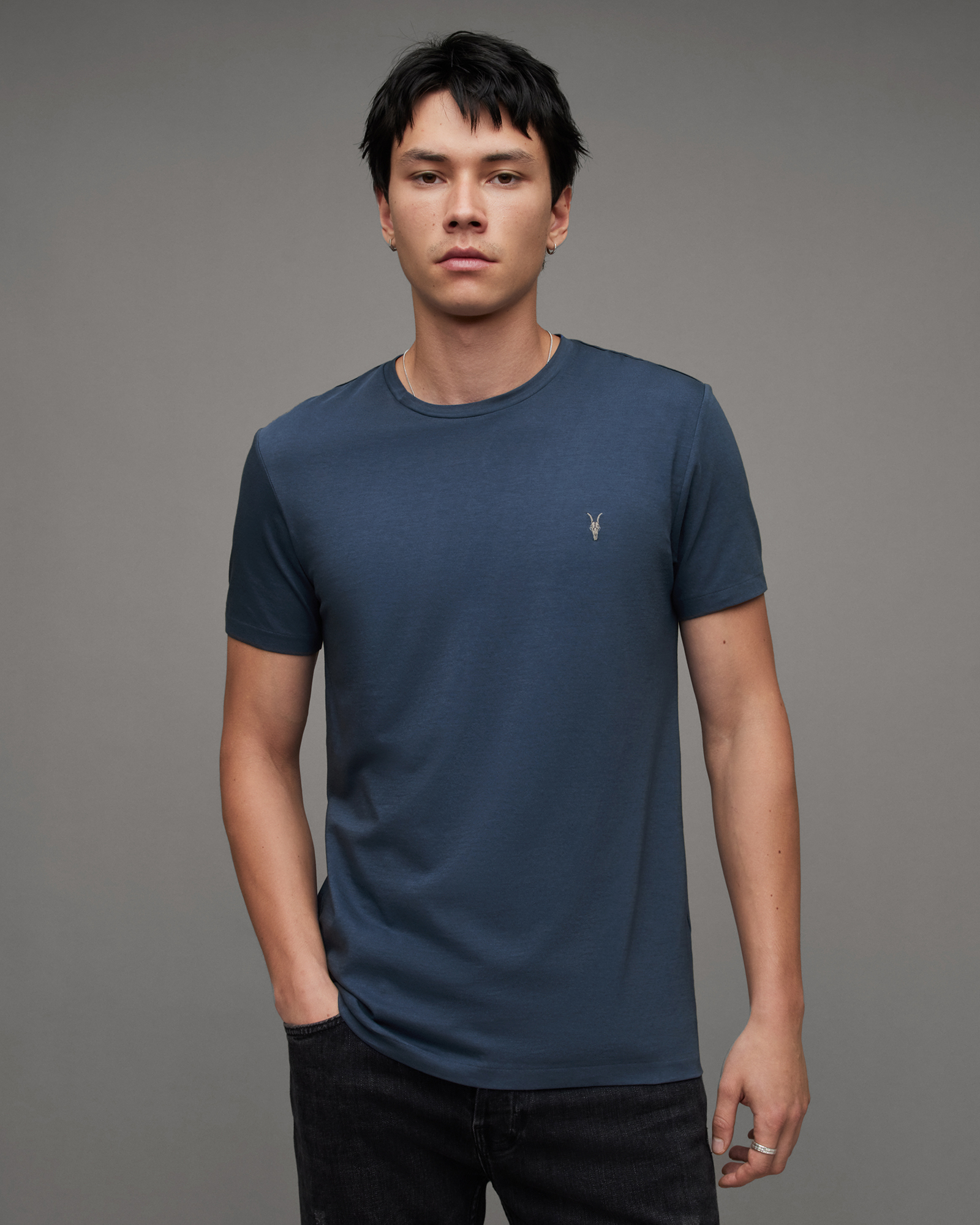Tonic Crew Neck Slim Ramskull T-Shirt ORBIT BLUE | ALLSAINTS US
