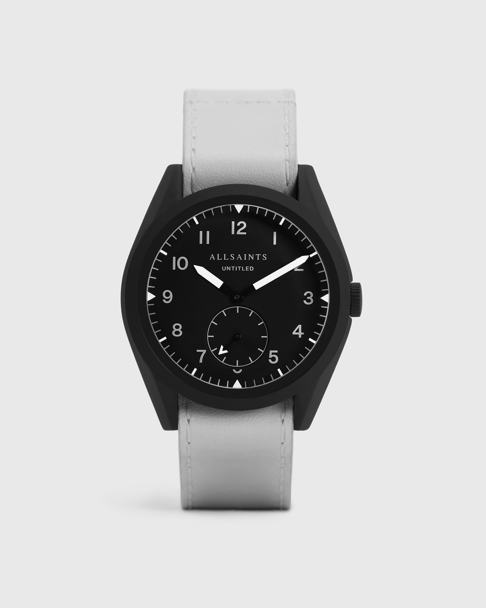 AllSaints Untitled IV Stainless Steel Leather Watch,, White