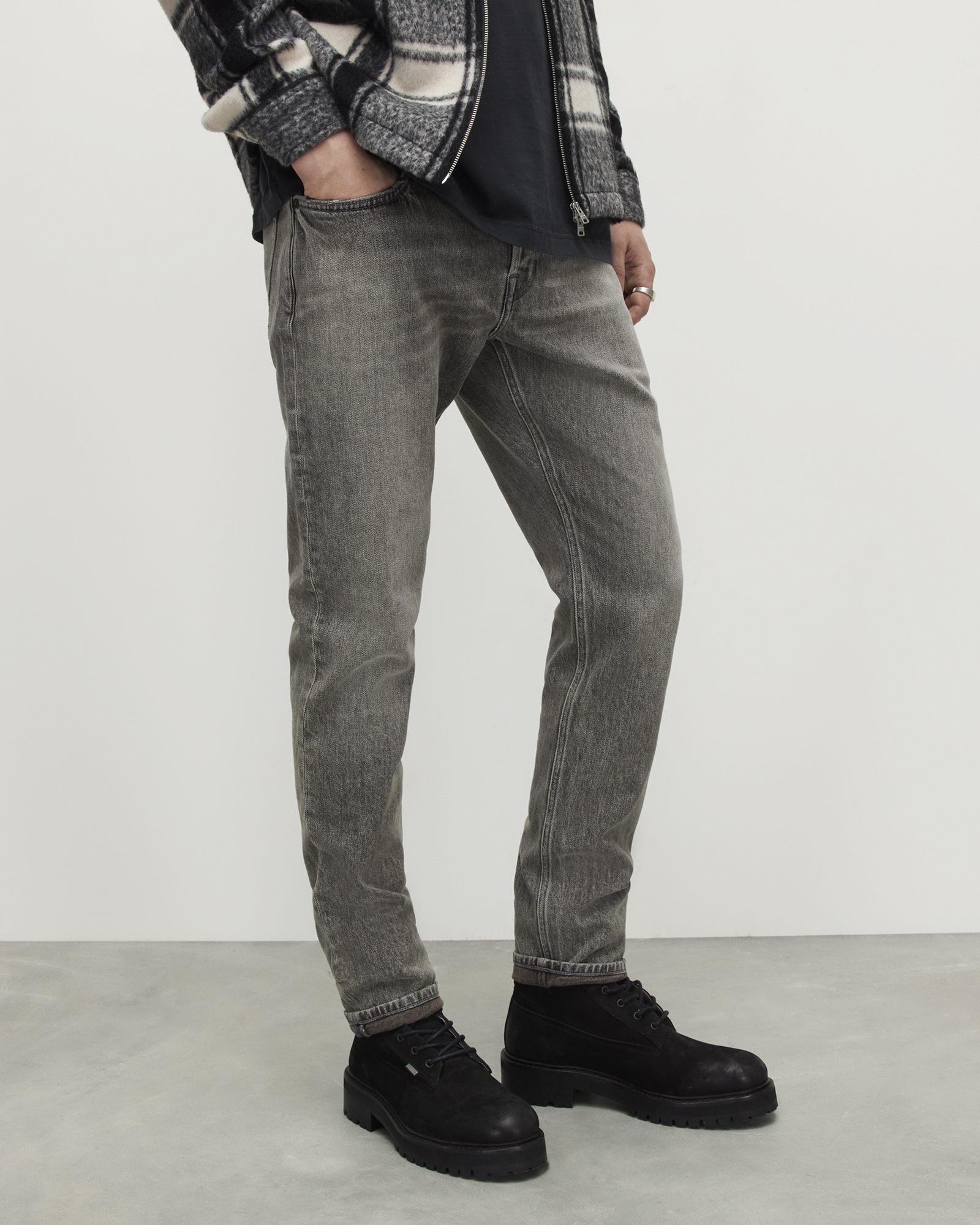 Rex Slim Fit Soft Stretch Denim Jeans HEAVY WASHED BLACK | ALLSAINTS US