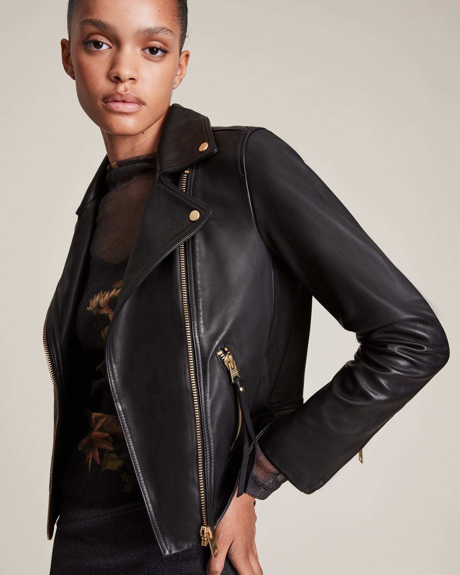 Dalby Leather Biker Jacket Black | ALLSAINTS US