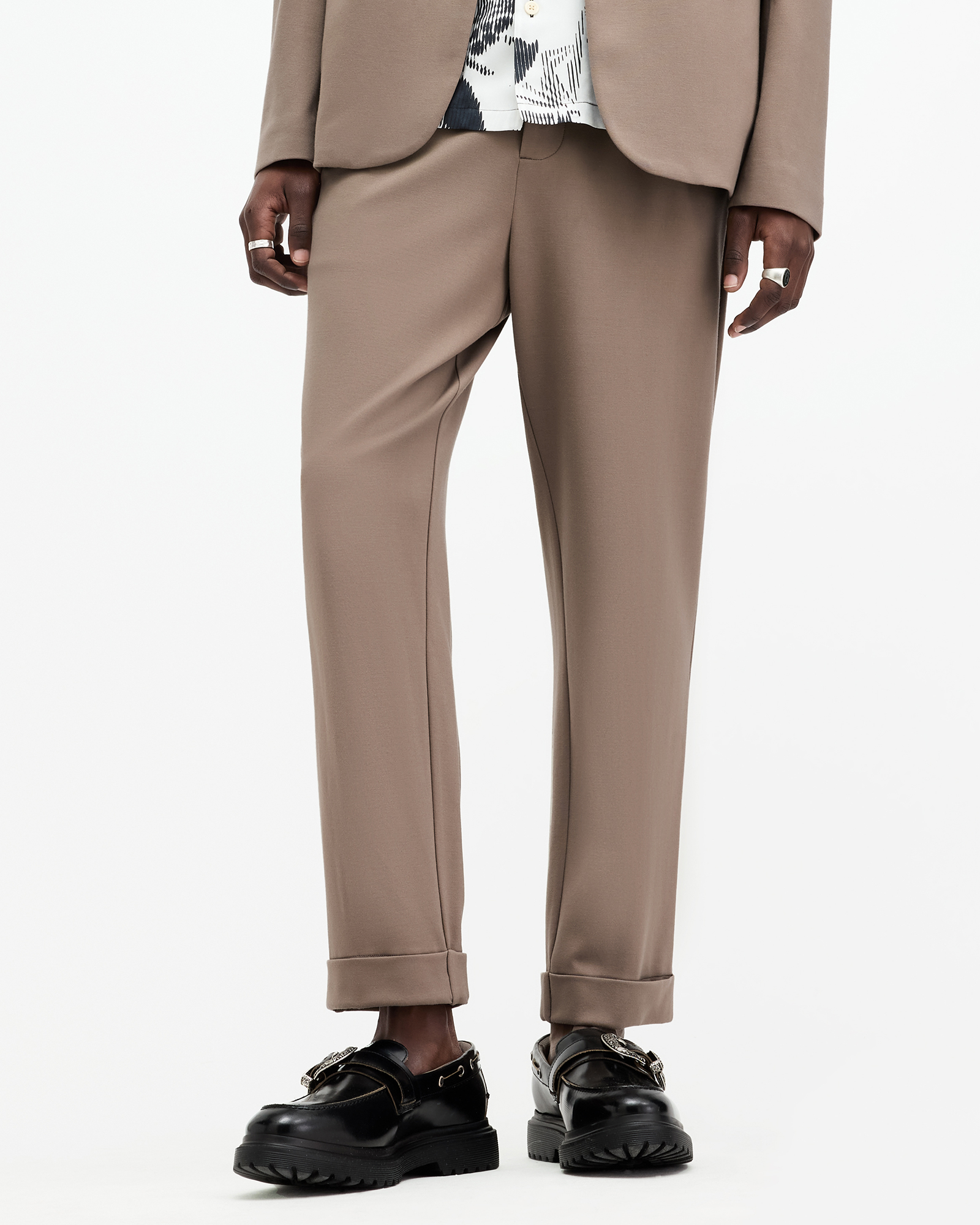 Shop Allsaints Helm Slim Fit Lightweight Trousers, In Earthy Brown