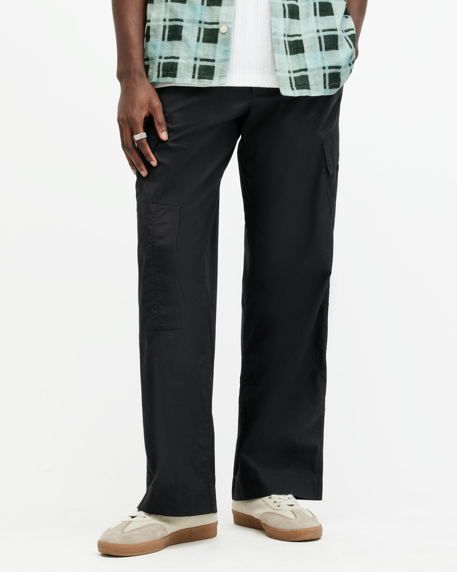 Shop Allsaints Verge Wide Leg Relaxed Fit Cargo Pants In Black