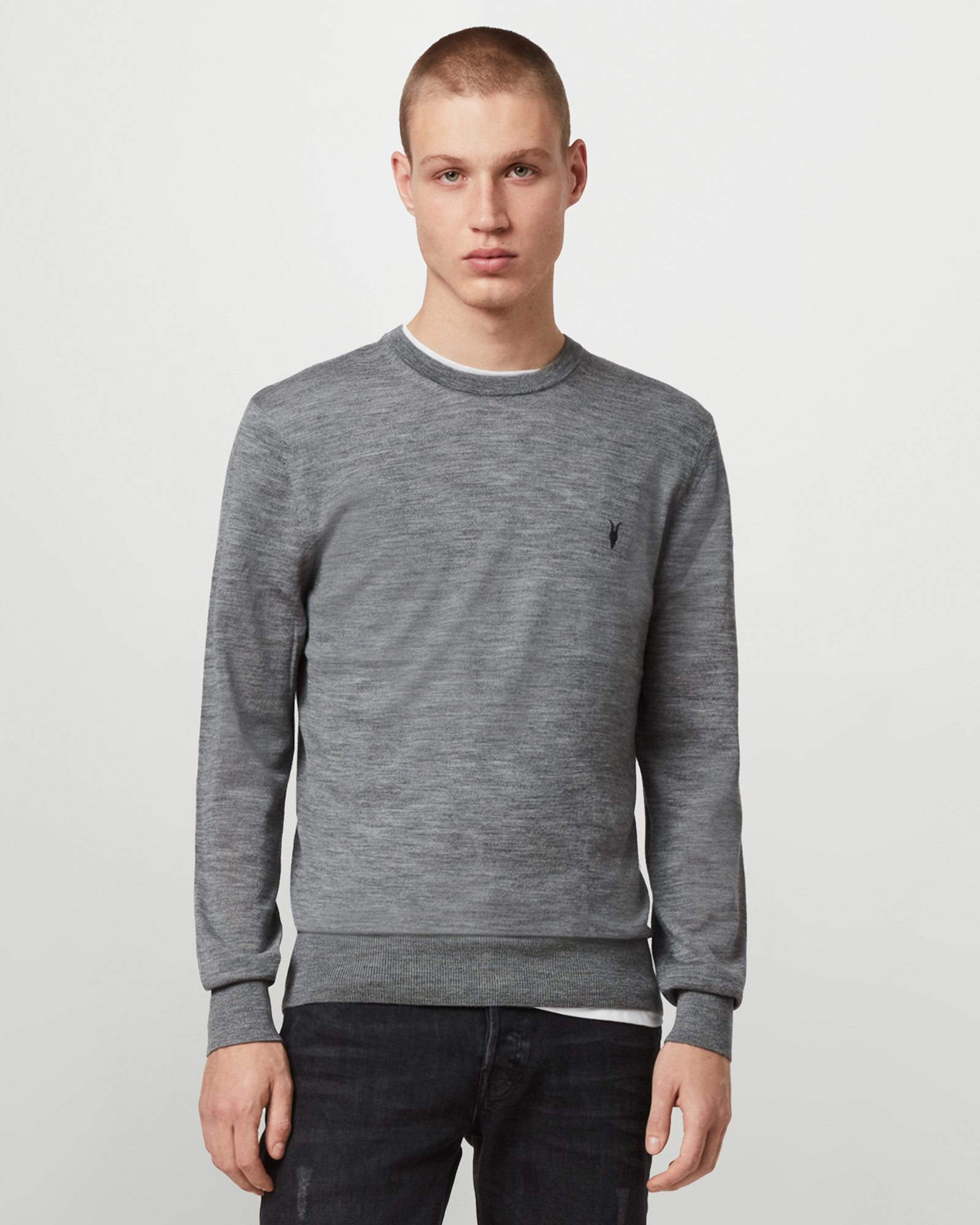 Mode Merino Crew Sweater Grey Marl | ALLSAINTS US