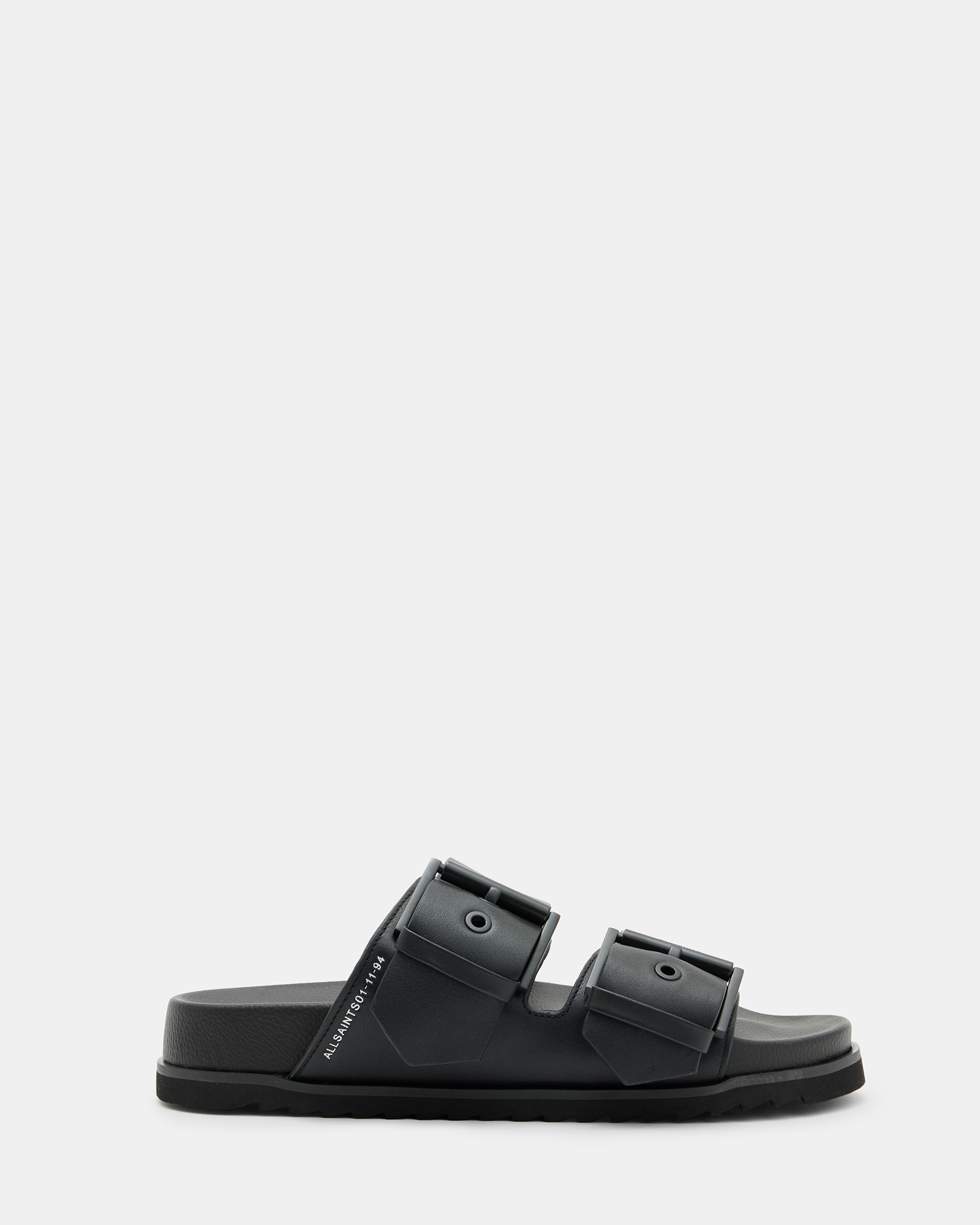 Allsaints Sian Leather Buckle Sandals In Black