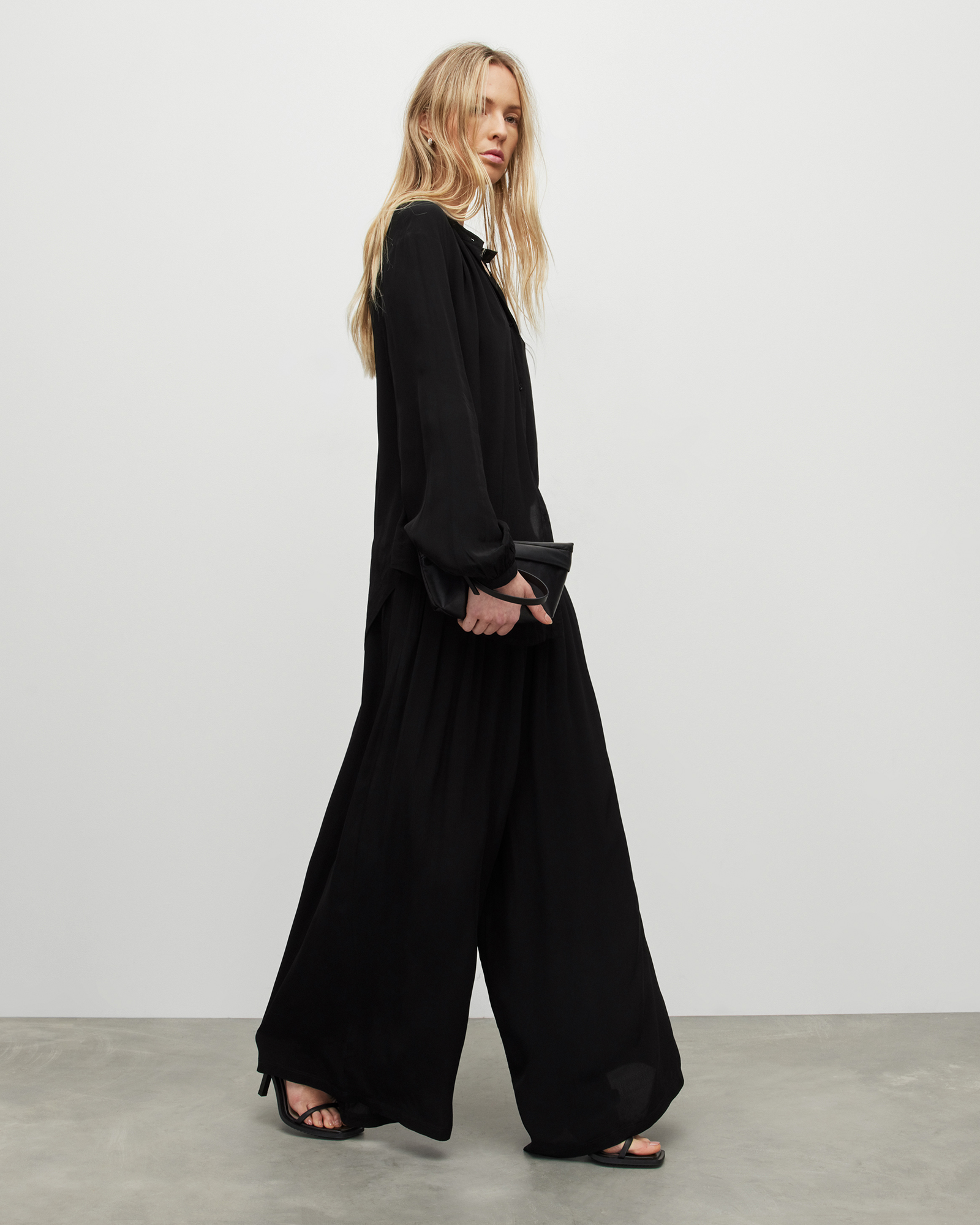 Allsaints Hezzy Relaxed Wide Leg Pleated Pants