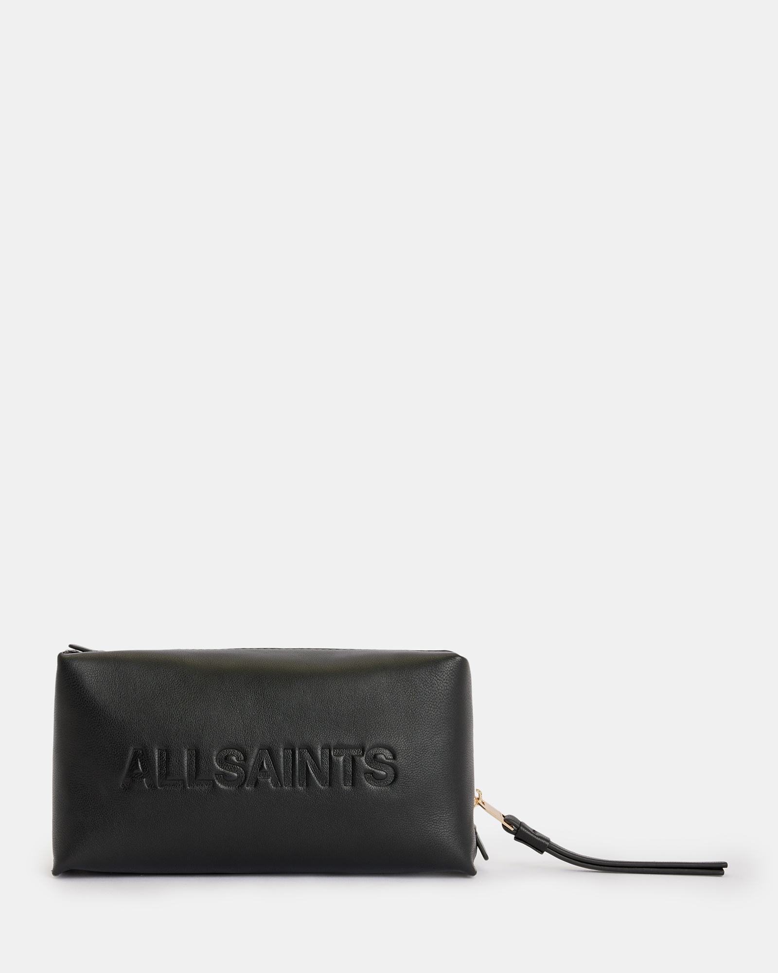 Allsaints Elliotte Leather Storage Pouch Bag In Black